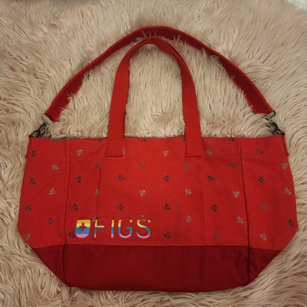 Figs Red Rainbow Caduceus Laminated Large U Tote Bag Pride - Picture 5 of 15